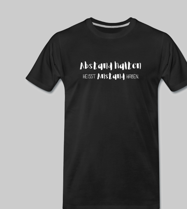 Tshirt, Schwarz, Herren, - Abstand halten 